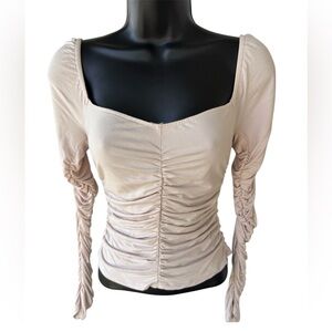 NWT Ruched Long Sleeve Top blush color